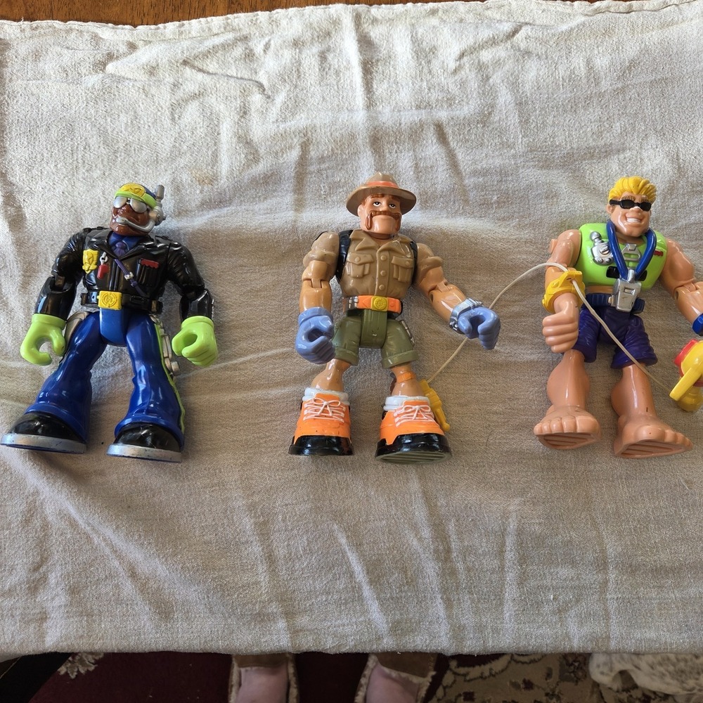 2001 Mattel Fisher Price Rescue Heroes Action Figures Lot Of 3 Police Ranger